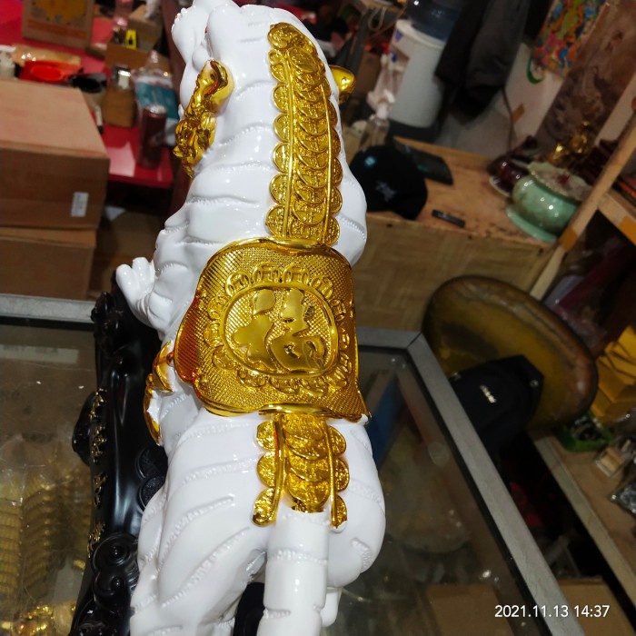 patung macan harimau putih rejeki uk 8 inch