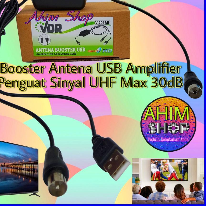 ➹ VDR BOOSTER Antena USB Amplifier UHF Gain Max 30dB Alat Penguat Sinyal Kabel Antenna TV HDTV V-201