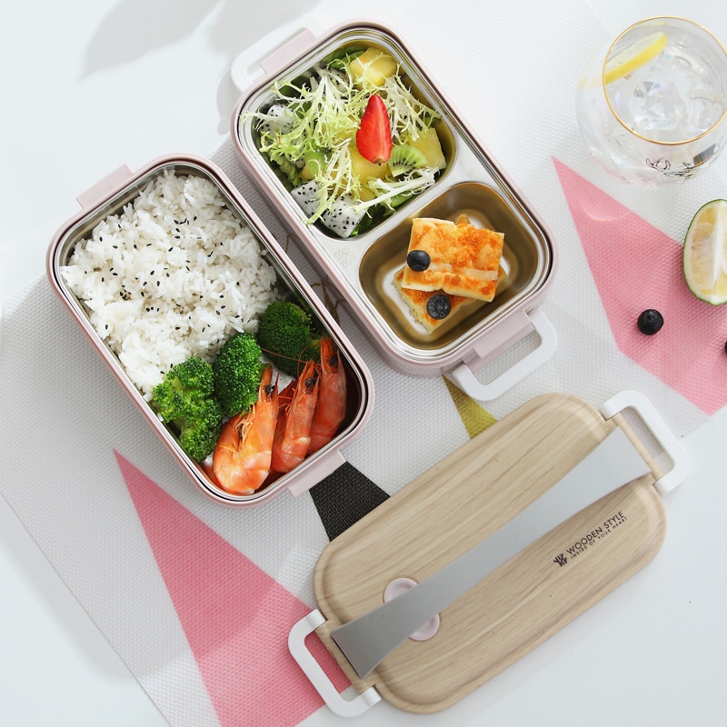 Mi.more Rantang Kotak Bekal Makan 2 Susun / Kotak Makan 2 Tingkat Lunch Box Stainless Steel 304 Kotak Bekal Makan Rantang 2 Sekat