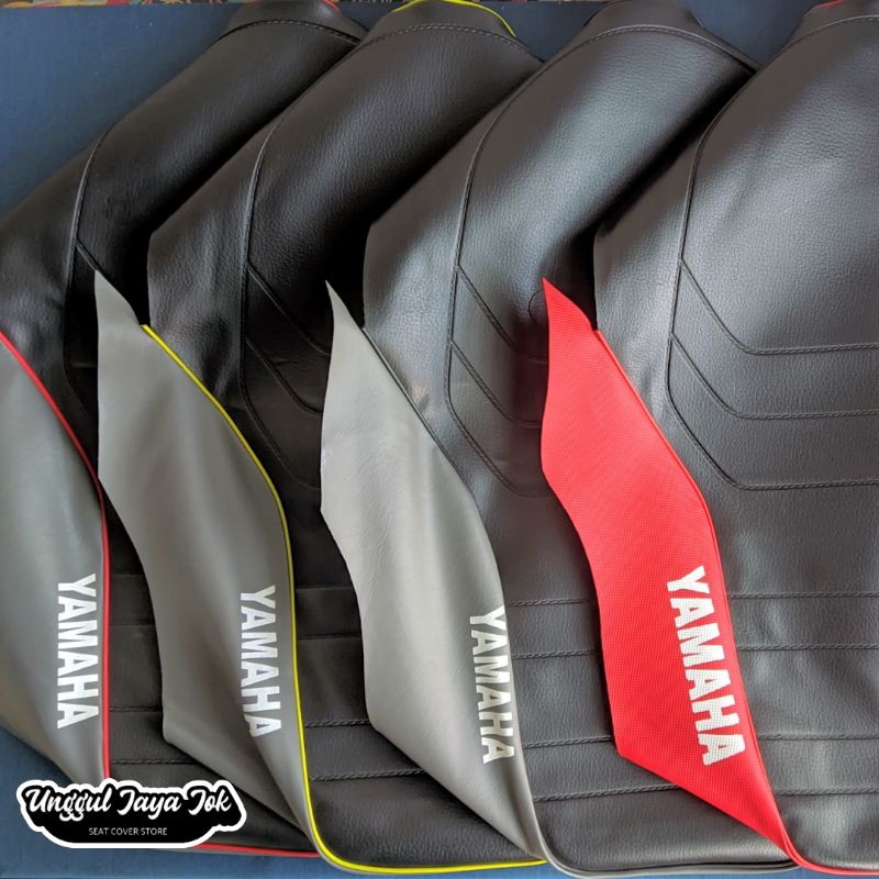 Sarung Kulit Jok Motor Yamaha Alfa Bahan Tebal Champ Lis Hitam Lis Merah Lis Kuning