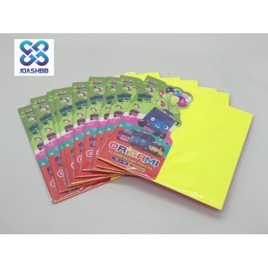 Kertas Origami Sedang 16 x 16 cm / Fluorescent Papers / Kertas warna