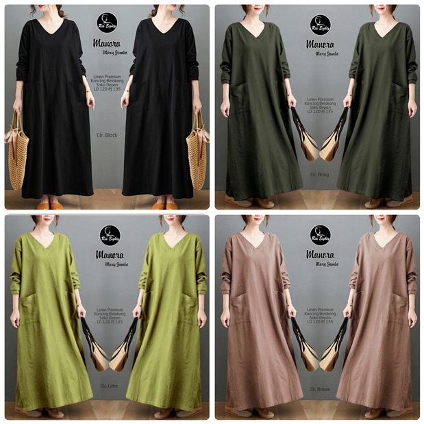 MANORA MAXY JUMBO / 12.5 / BAHAN LINEN PREMIUM / LD 120 CM / PB 135 CM / DRESS ALLSIZE / FIT TO XXL / RIA EIGHTY