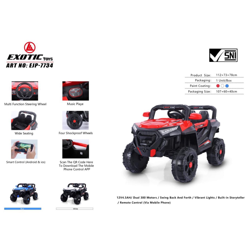 Mobil Aki Anak JEEP EJP 7734 / Mainan Mobil Mobilan Remot Anak Charge Cas EXOTIC / Mainan Anak Remot