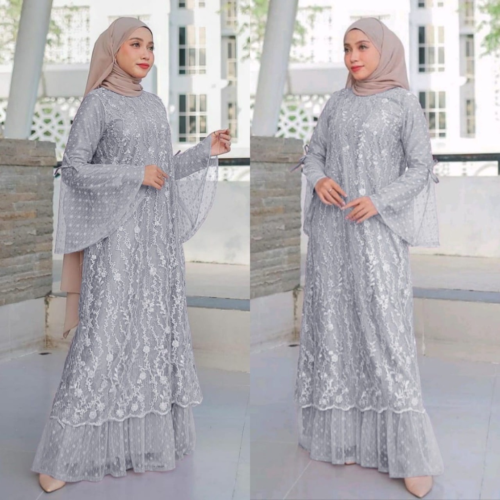 HCL Dress Muslim Brukat Nabel - Maxi Longdress Wanita Terbaru