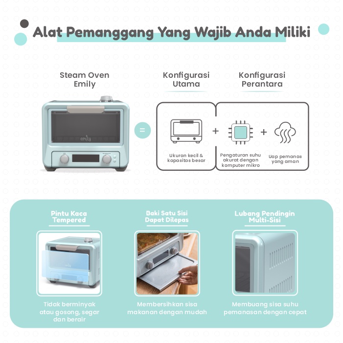 Emily ETO-15201 Mini Electric Steam Oven 15L | Oven Listrik