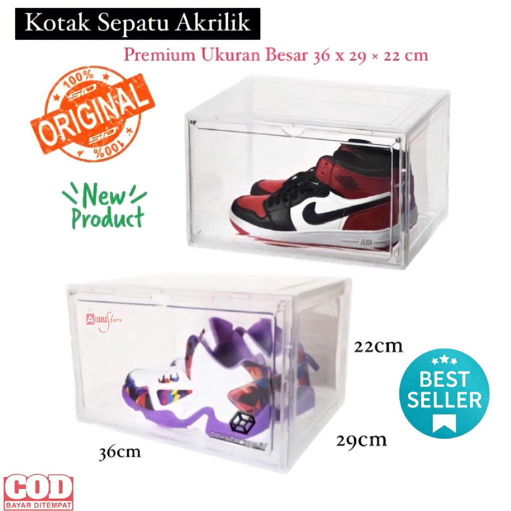 ( BISA COD ) PROMO KOTAK PENYIMPANAN SEPATU AKRILIK / TEMPAT PENYIMPAN SEPATU / SHOE BOX / TEMPAT PENYIMPANAN SEPATU UKURAN BESAR PREMIUM / KOTAK SEPATU SNEAKERS