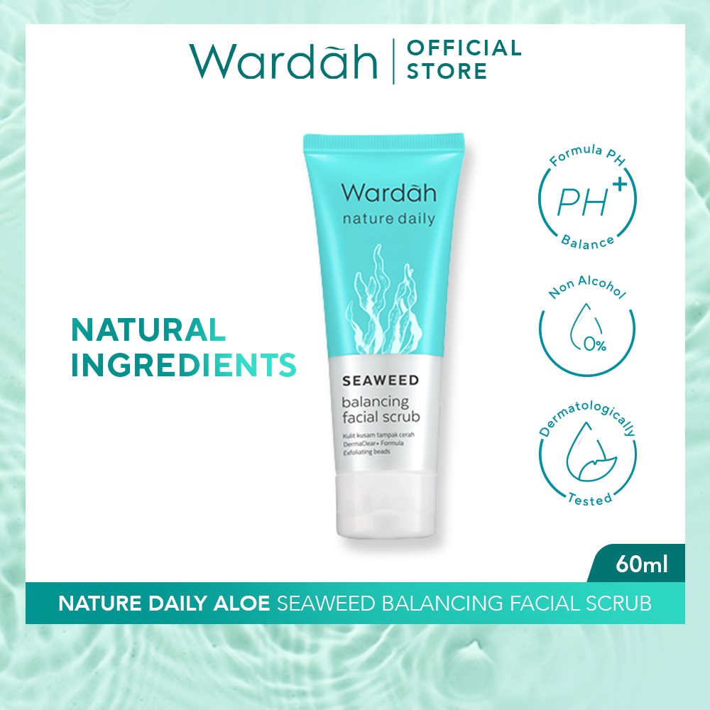 Jual Wardah Nature Daily Seaweed Balancing Facial Scrub 60 ml Scrub