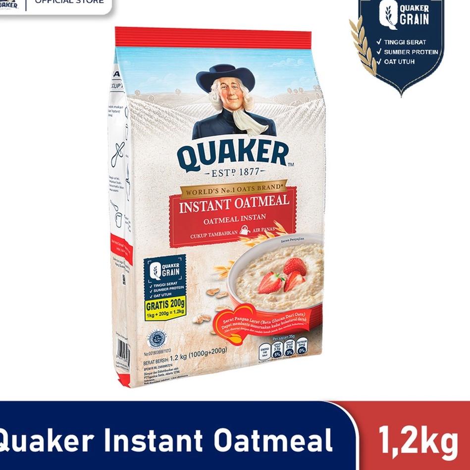 

Big Sale EXP MARET 2024 Quaker Oatmeal Instant 1.2kg / 1200gram / Quakers Oatmeal 1200gr /Quaker 1,2kg/1200