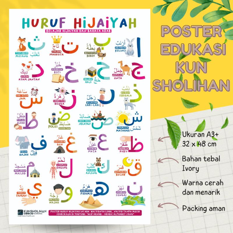 Poster Huruf Hijaiyah Belajar Hijaiyah Dan Bahasa Arab Kun
