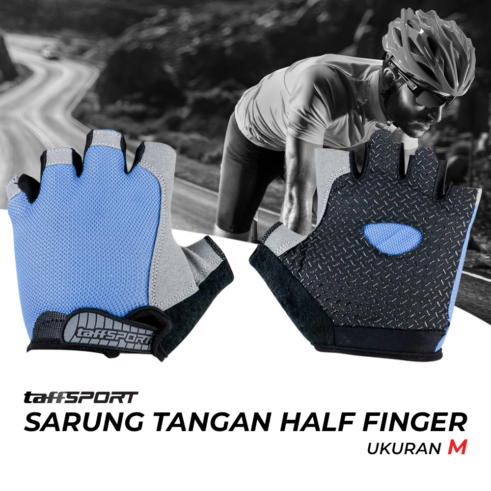 Sarung Tangan Half Finger OMSEECBL Sepeda Gym Size M - Blue