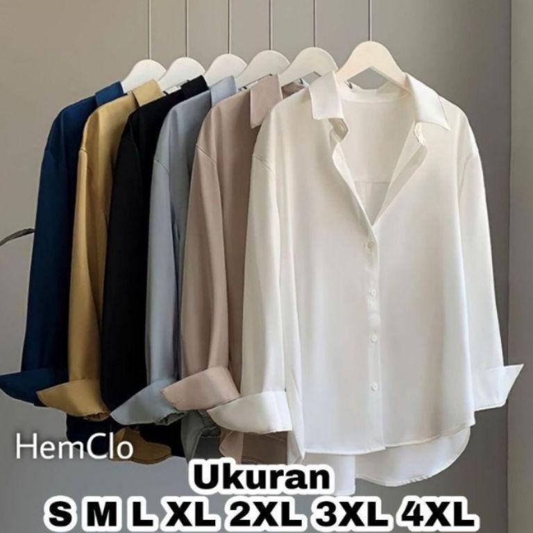HemClo Kemeja Basic Ukuran S M L XL XXL XXXL XXXXL | Kemeja Basic Jumbo | Kemeja Polos Wanita Bsize 