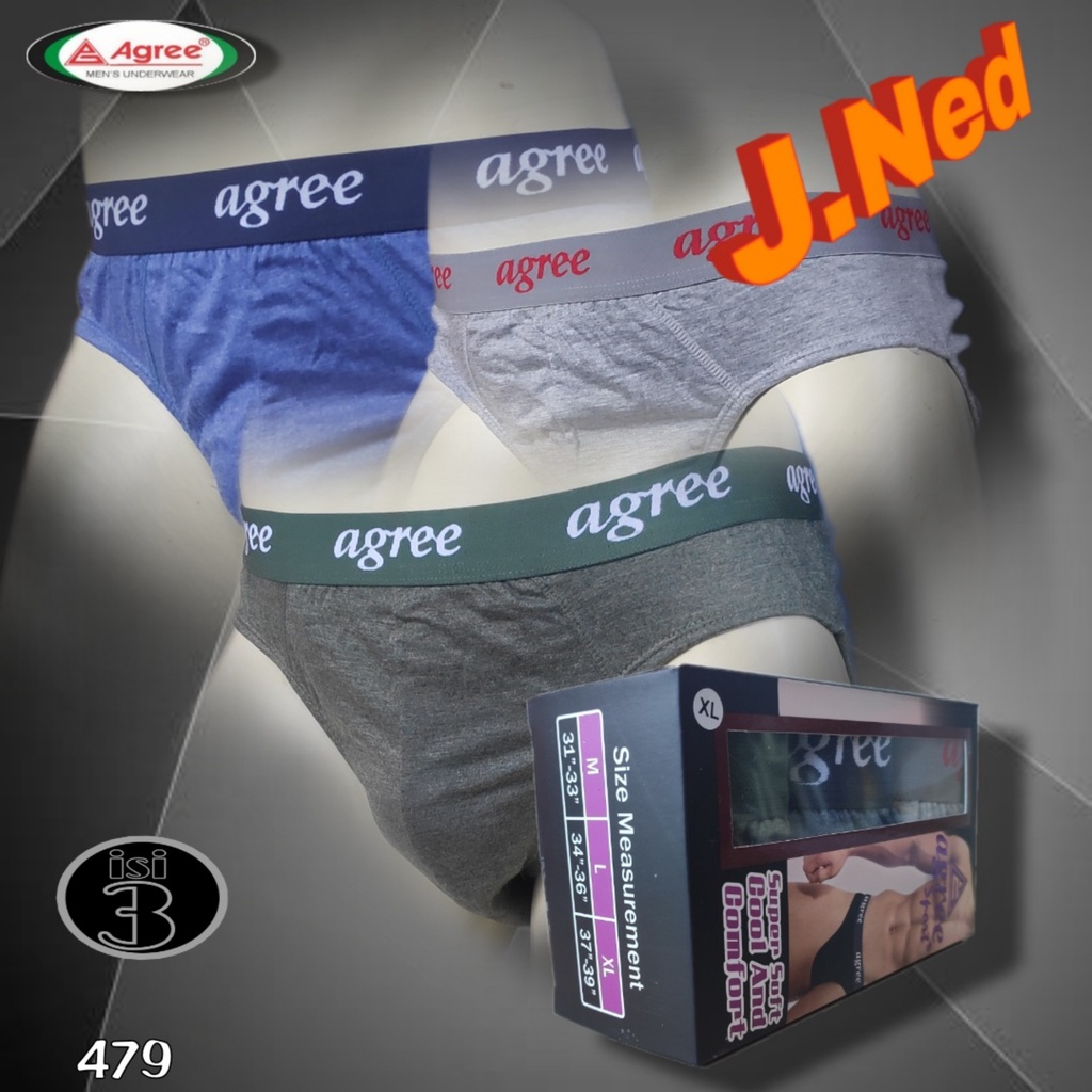 J479T Celana Dalam Pria | Cd Pria Agree Exclusive Men's Brief [Per Box Isi 3 Pcs]