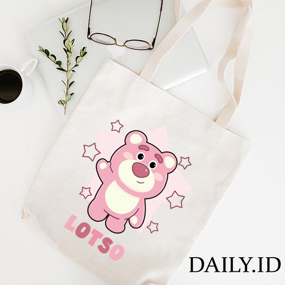 TOTE BAG KANVAS MURAH / TOTE BAG WANITA / TOTE BAG MOTIF LOTSO TOY STORY