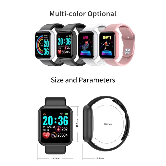 DENNOS D20 SMART WATCH Y68 TAHAN AIR IP68 MONITOR DENYUT JANTUNG