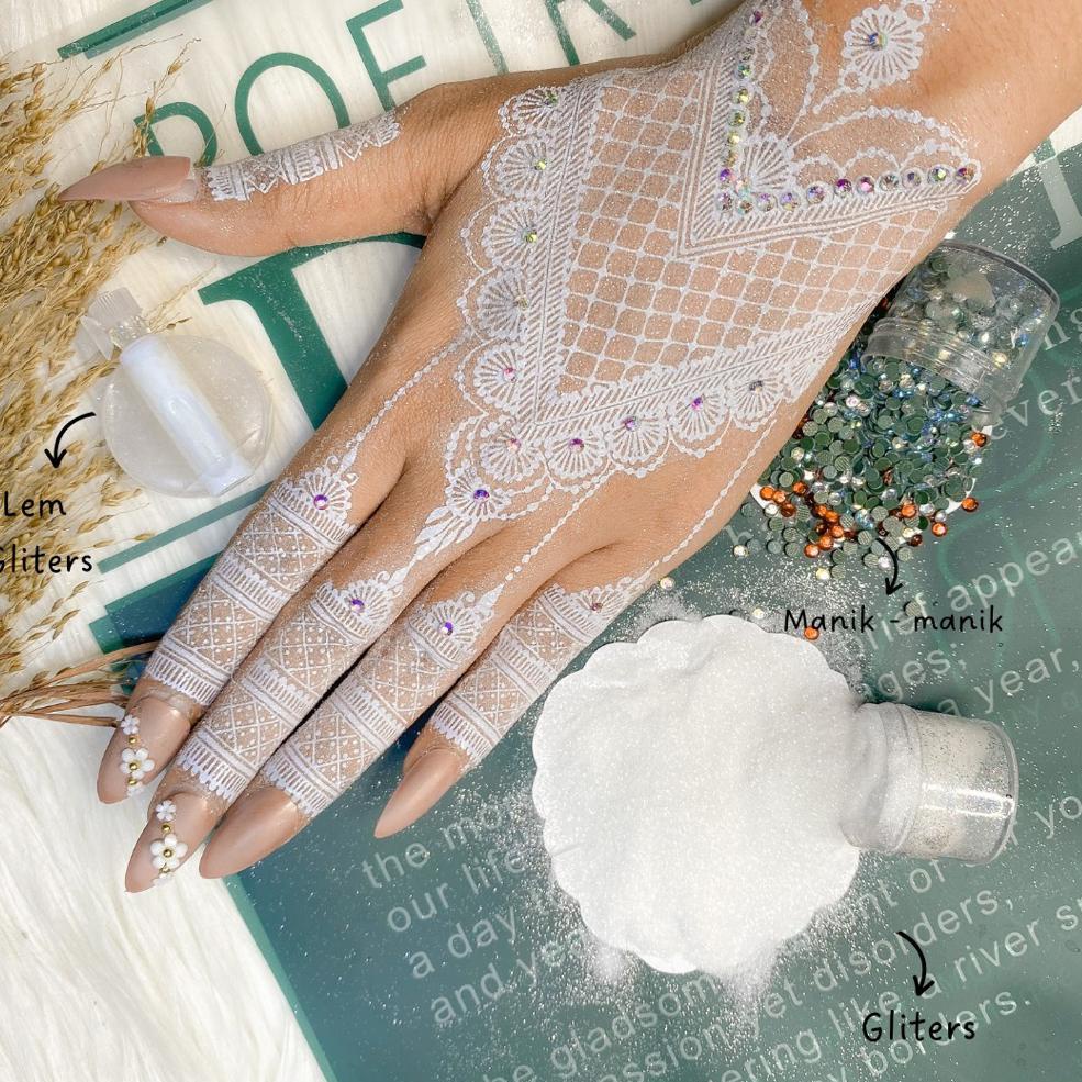 SIAP KIRIM 2 PCS (KANAN&KIRI) HENNA PUTIH PENGANTIN / HENNA PUTIH / TATO HENNA PUTIH PENGANTIN / HEN
