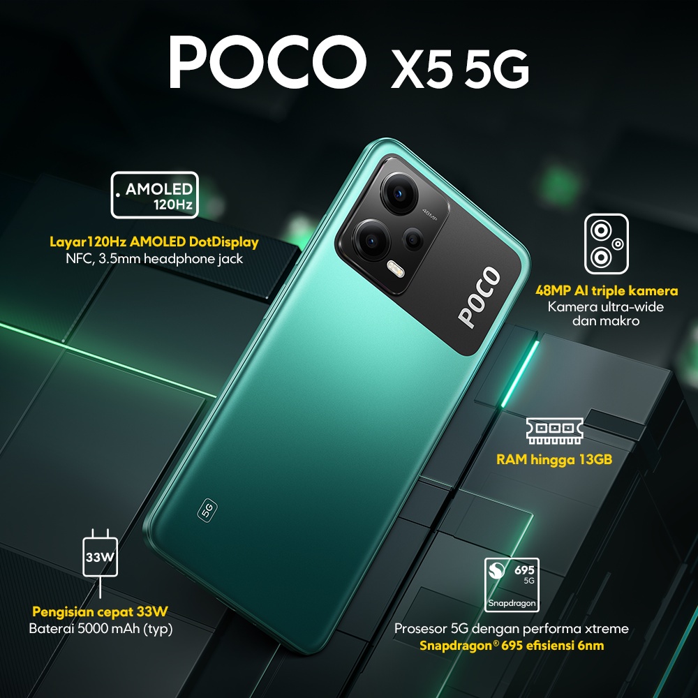 Xiaomi Poco X5 5G 6/128GB - 8/256GB Garansi Resmi Xiaomi Indonesia