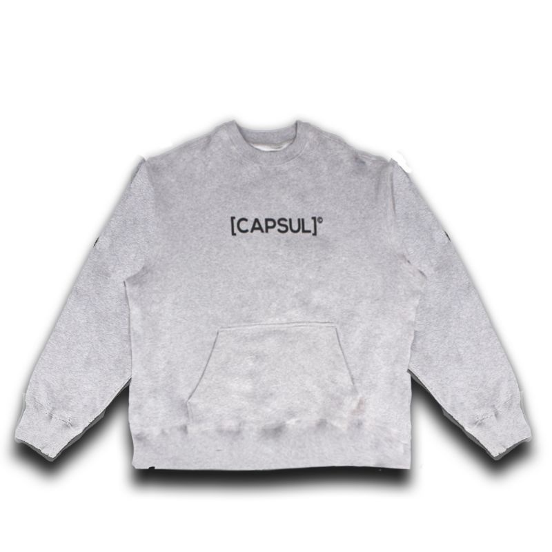 [CAPSUL] Oversize Kangaroo Pocket Men Sweater HTS Black - Lengan Panjang Pria Sweatshirt Abu Unisex