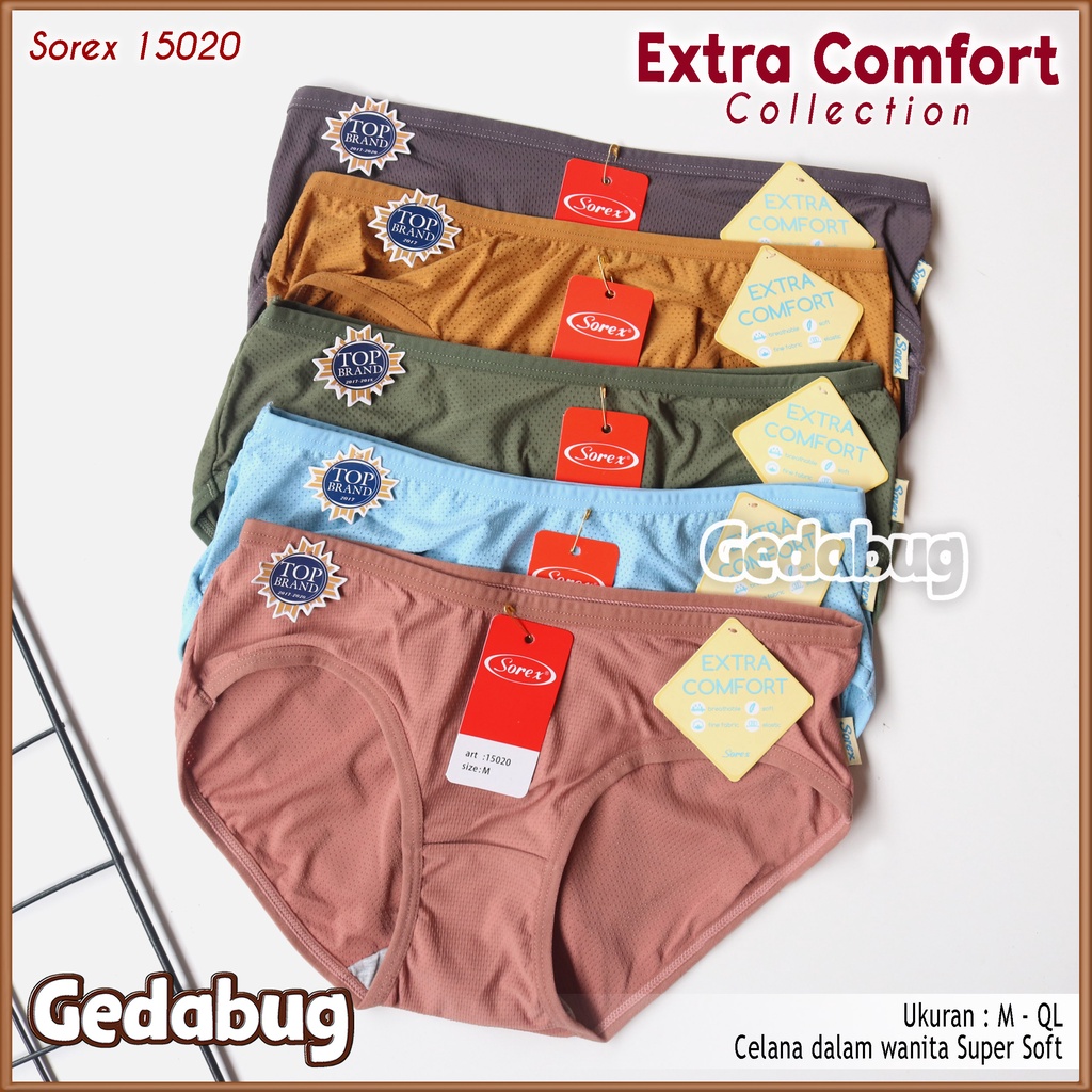 CD Wanita Sorex 15020 Extra Comfort | Celana dalam wanita Super Soft Berpori | Gedabug