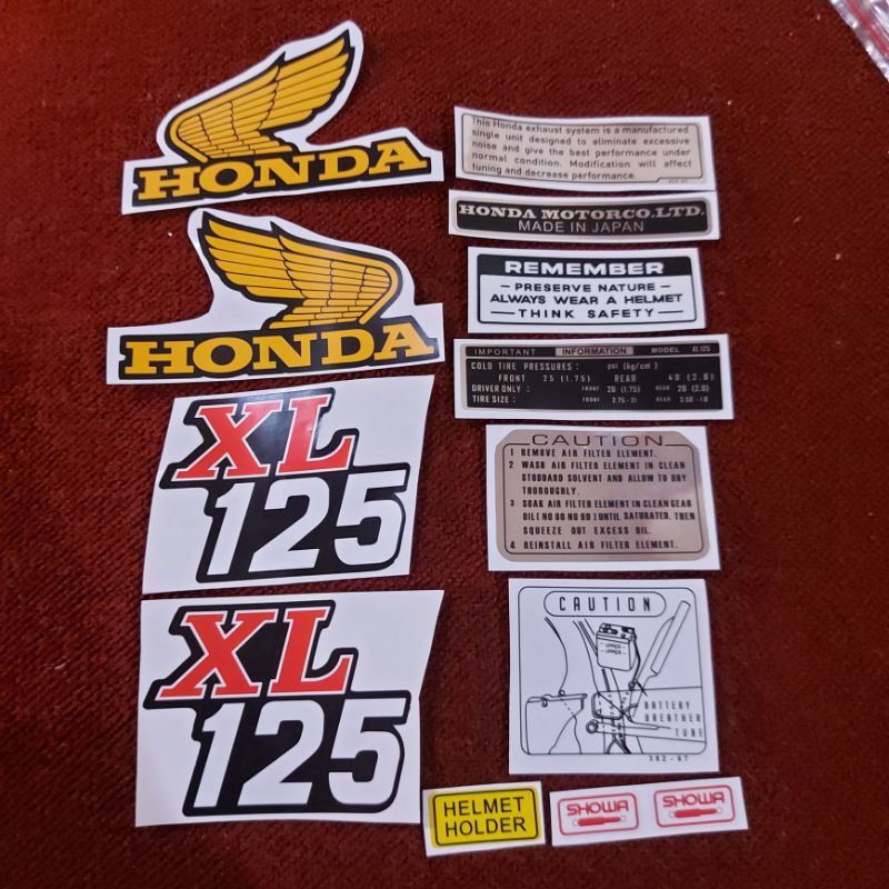 Stiker Label Keterangan Detail Fullset Honda XL 125