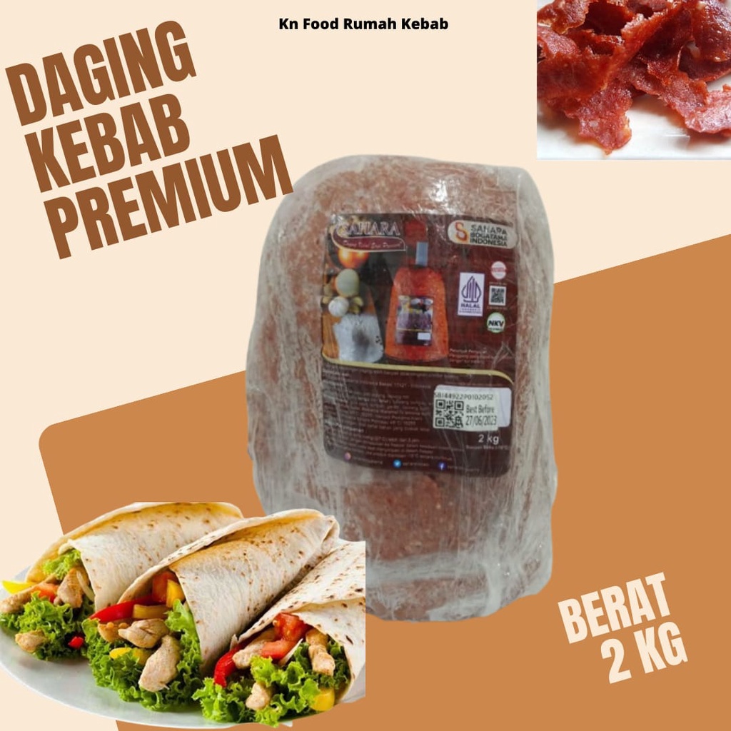 

Daging Kebab Premium Sahara 2 kg Non tiang -Daging Isian Kebab 2 kg non tiang
