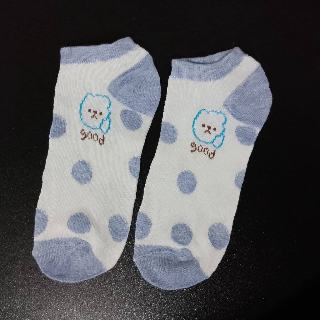 Kaos Kaki KS68 Kaos Kaki Wanita Motif Blue Bear Kotak Fashion Korea