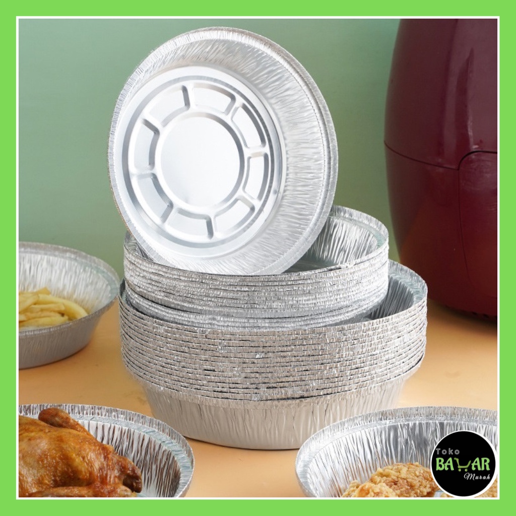 Aluminium Tray Bulat / Wadah Aluminium Foil Bulat / Wadah Aluminium Tanpa Tutup Multifungsi