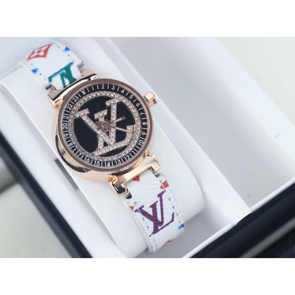 Fhasion Analog Luis Vuitton Tangan Wanita Mewah Strap kulit Tanggal Aktif