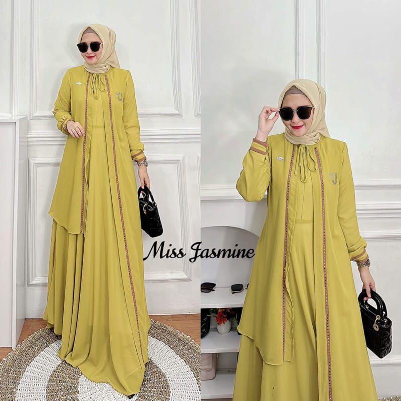 Baju Wanita Gamis Terbaru 2023 Miss Jasmine Dress Maxy Ceruty Babydoll Gamis Prewedding Aplikasi Renda Gaun Pesta Mewah Elegant