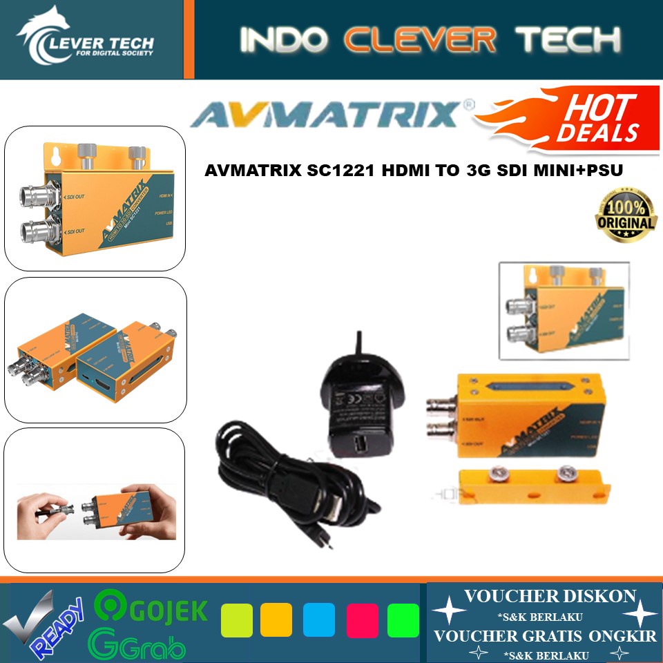 AVMATRIX Mini SC1221 HDMI to Dual 3G-SDI Pocket-Size Broadcast Converter + PSU