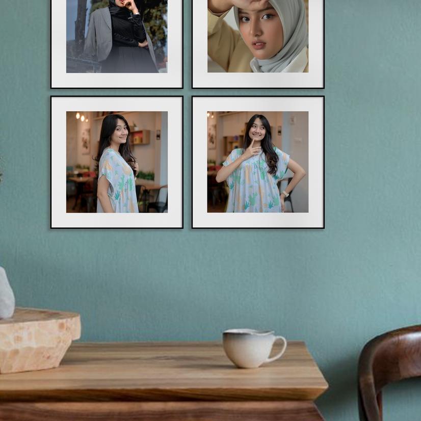 ❆ 4PCS Cetak foto 10R + Bingkai foto blok minimalis | Custom foto wall decor 20x20cm ❊