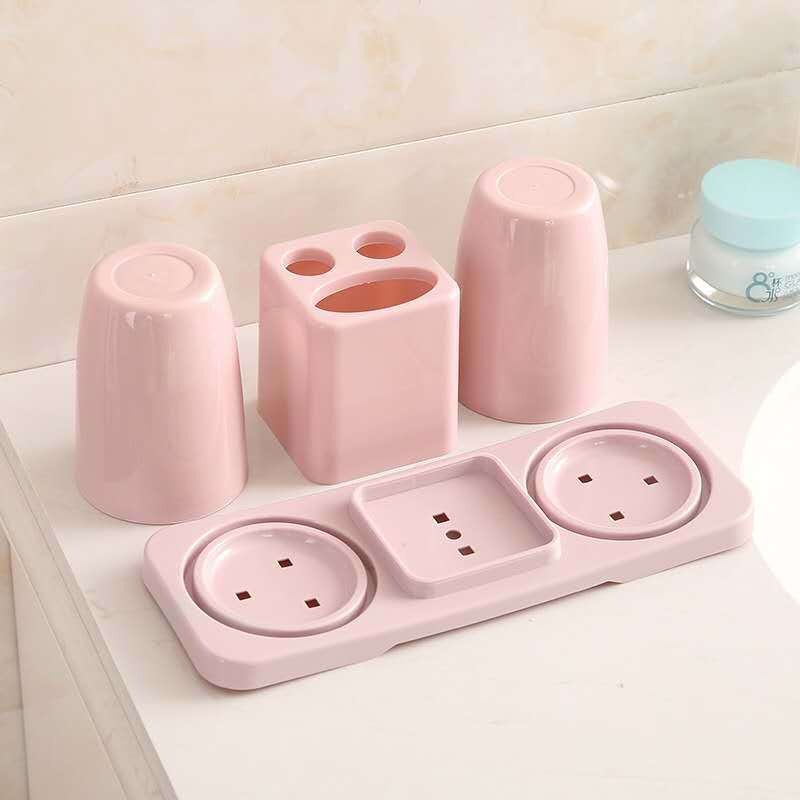 FYGALERY HL0289 Tempat Sikat Gigi Odol 1 Set Cangkir Kumur Plastik Rak Sikat Gigi Set Rak Toilet Murah Toothbrush Holder