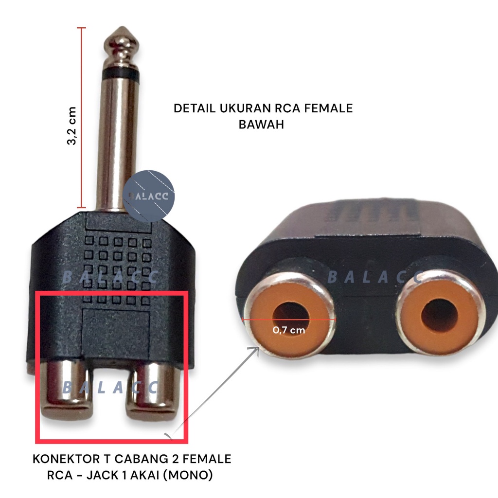 Sambungan 2 Cover RCA to 1 Jack Akai St