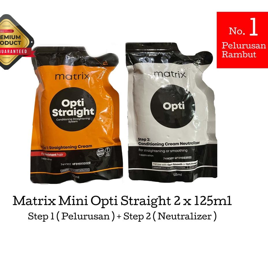 ♠ ☘️Yuri Kosmetik☘️ Matrix Mini Opti Straight Sachet 125ml x 2 ( Step 1 dan Step 2 ) / REBONDING / S