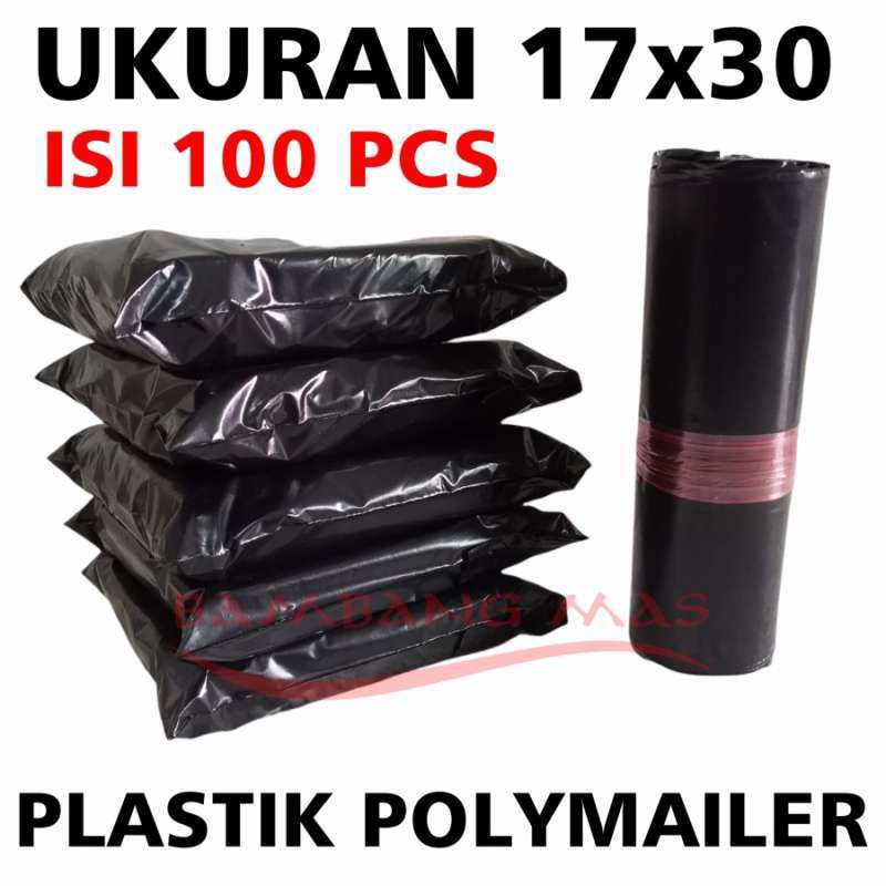 

Plastik Packing Polymailer Warna Hitam PREMIUM 17x30 isi 100 pcs Tebal