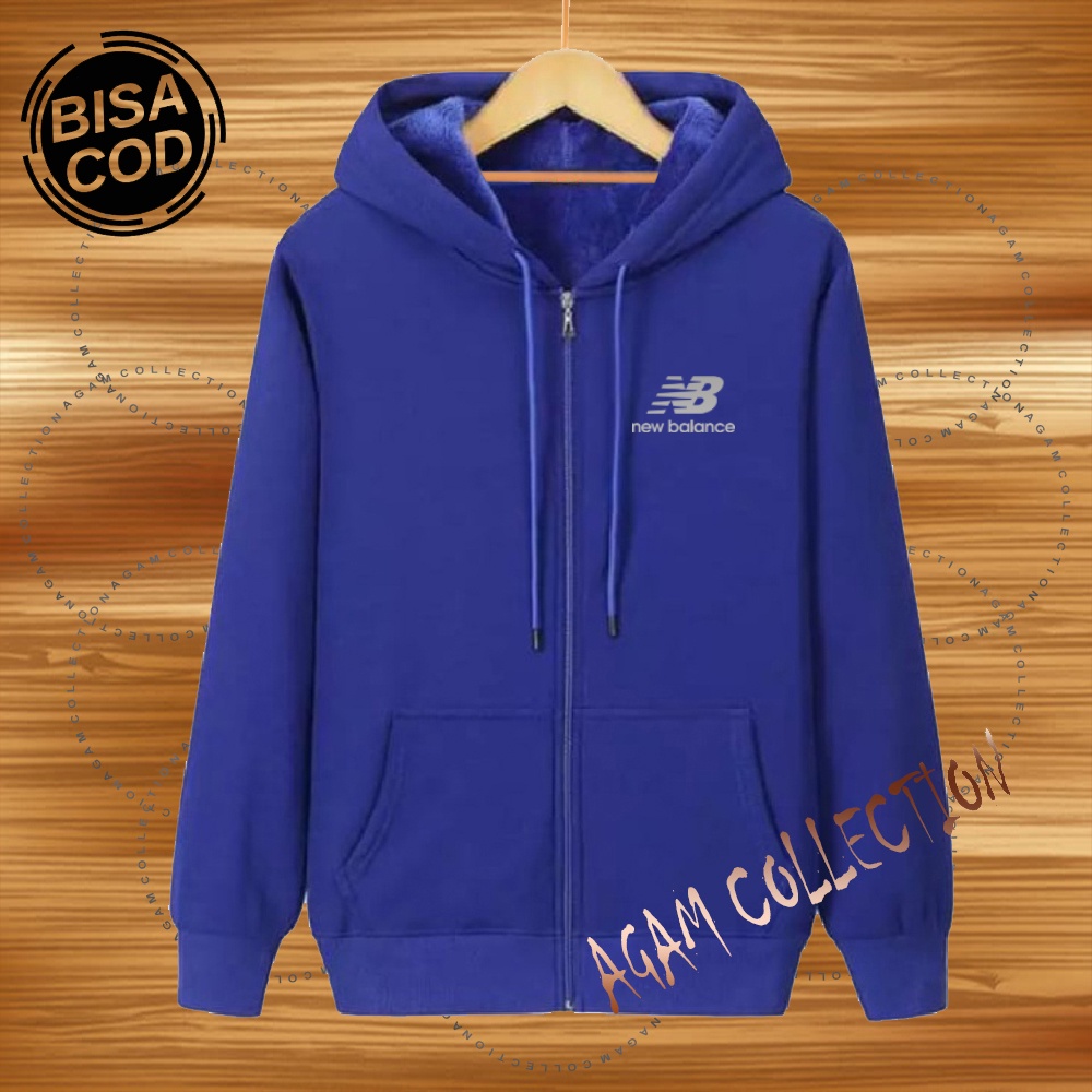 Agam collection Jaket Zipper Distro NB Text Silver Premium Quality Jaket Hoodie Pria Wanita