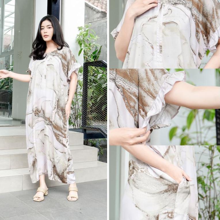 PALING DICARI Daster Busui Adem Bahan Rayon premium lengan ruffle resleting panjang