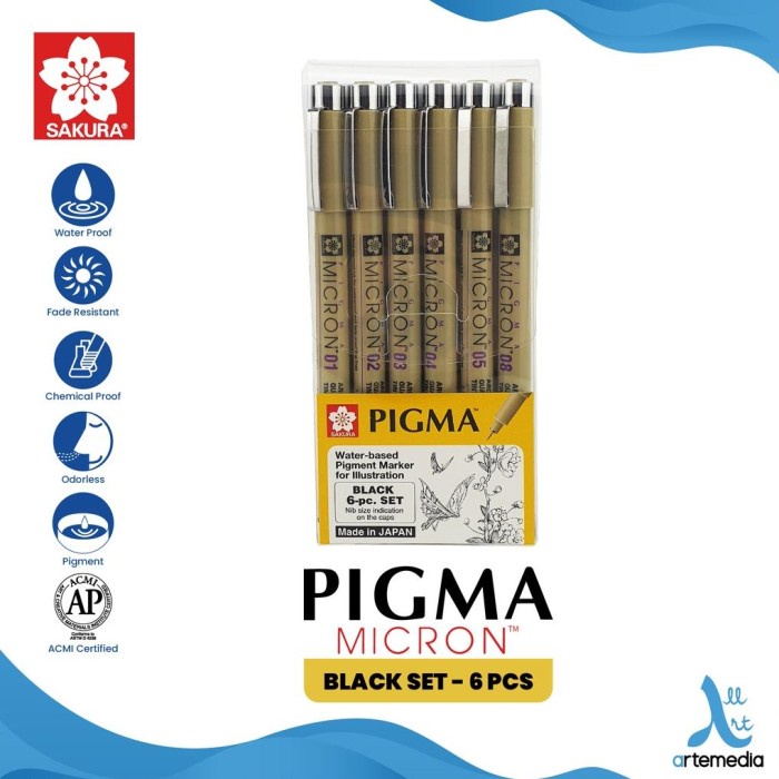 

Terlaris Sakura Pigma Micron Drawing Pen Set 6 Pigment Ink Pulpen Gambar