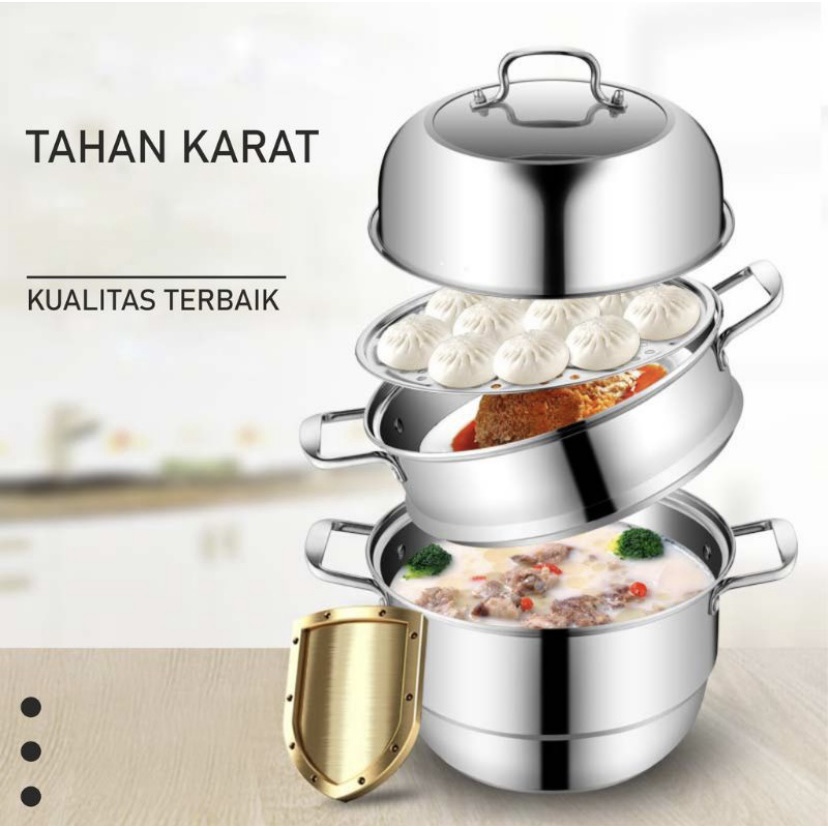 ( BISA COD ) PROMO PANCI KUKUS STEAMER 3 SUSUN / PANCI KUKUS 3 TINGKAT MULTIFUNGSI / PANCI KUKUS SERBAGUNA / PANCI SET