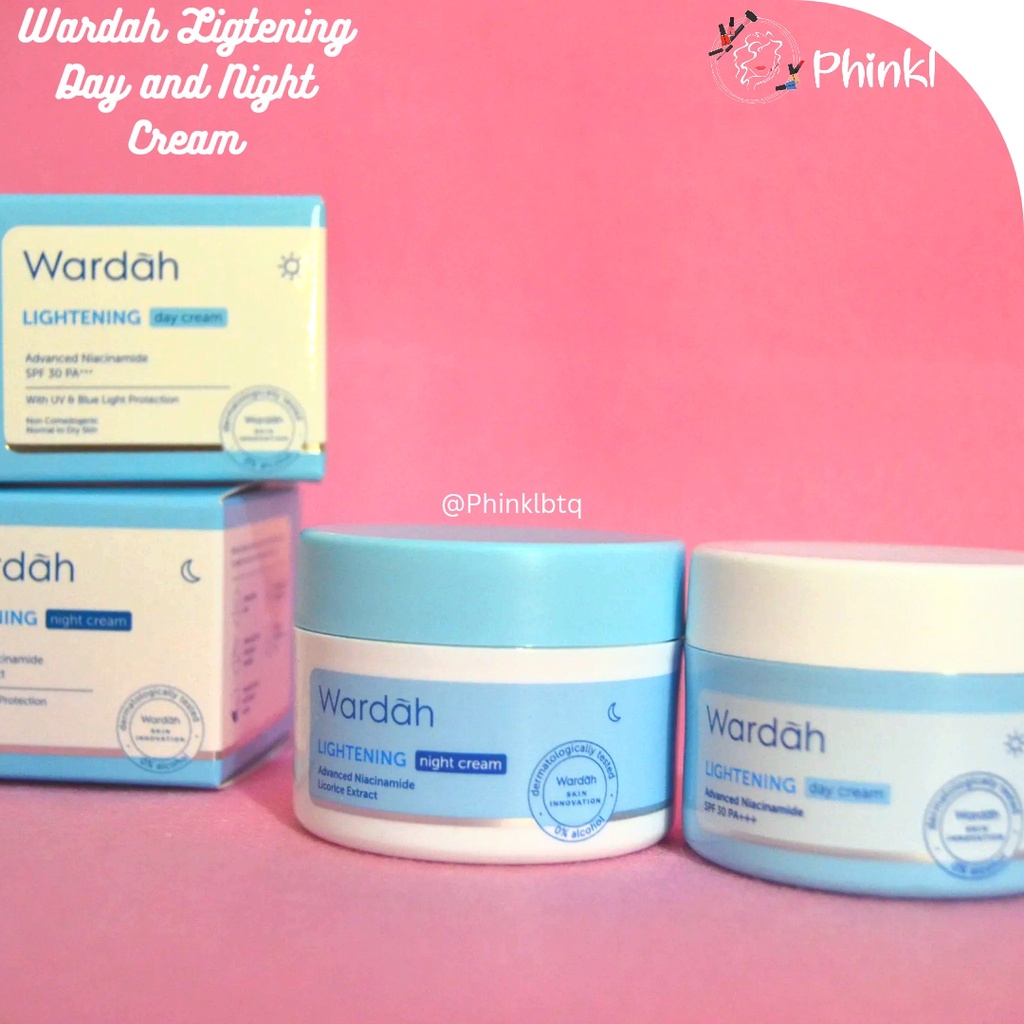 `ღ´ PHINKL `ღ´ ᘺᗩᖇᕲᗩᕼ Wardah night cream biru lightening moisturizer pelenbab wajah