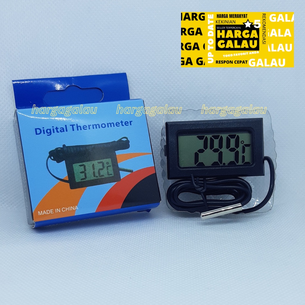 Mini Digital Thermometer Pengukur Suhu Ruang + kabel 1meter Termometer Waterproof Mini Digital Thermomete 1m