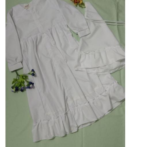 ✭ gamis anak  full katun putih polos manasik dan ada untuk bundanya katun toyobo ➦