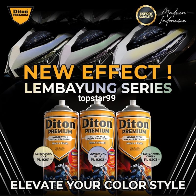 Pilok Cat Diton Premium 400cc Lembayung Gold Emas 9201 Pilox Cat Semprot Special Spray Paint