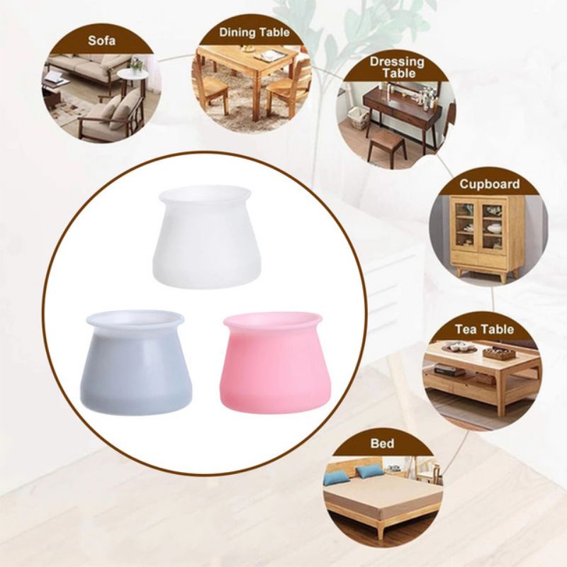 Alas Kaki Meja Kursi Silikon Sarung Kaki Furnitur Anti Slip Anti Baret