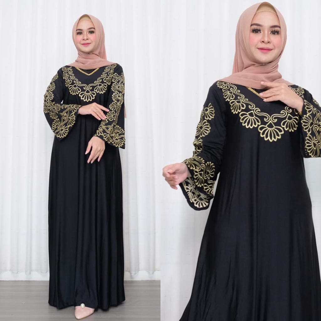 Millaty Maxy Muslim Jumbo Dress Kondangan Gamis Bordir Super Jumbo Wanita xxxl Ld 130cm Baju Lebaran Terbaru Dres Jersey Abaya Warna Hitam Purple Mocarose Botol Navy Gamis Polos Tebal Premium Dreses Arabian