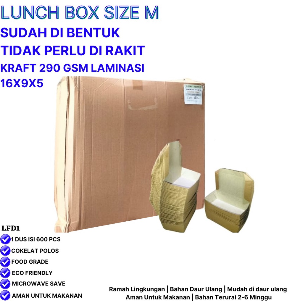 Lunch Box Medium Sudah Terbentuk Tidak Perlu Rakit (LFD1-16X9X5)