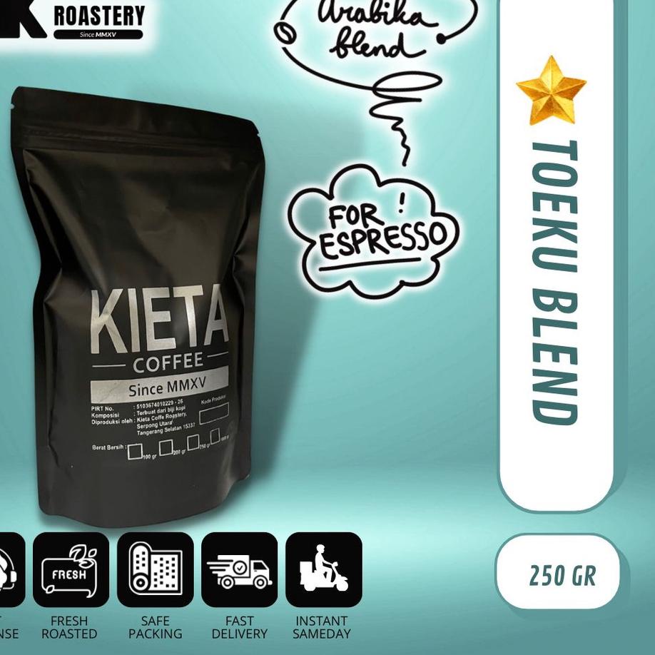 

✩ 250gr Biji Kopi TOEKU Blend 100% Arabika untuk Kopi Susu ➳