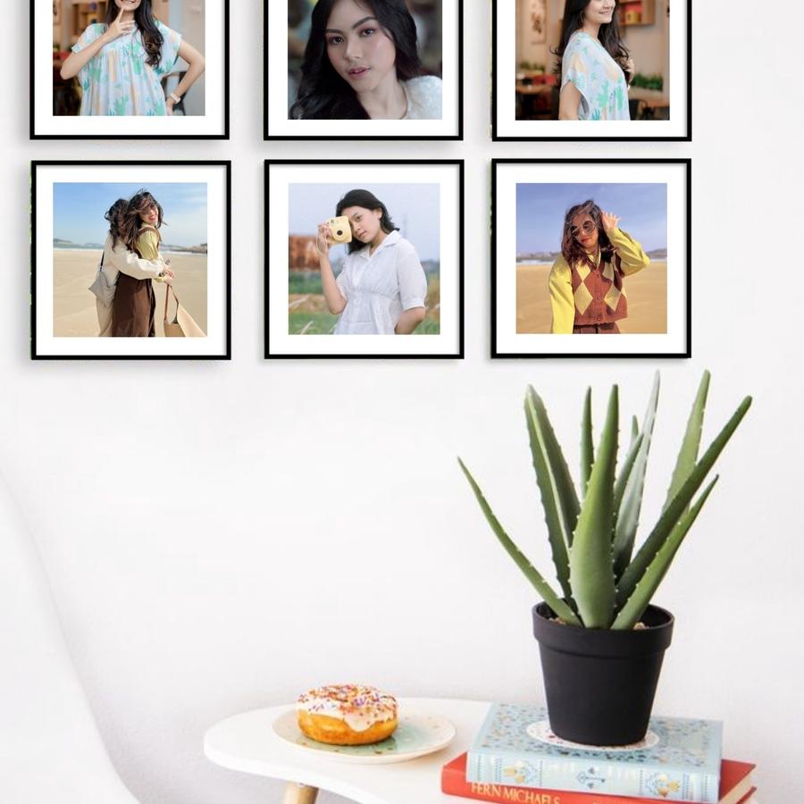 ✺ [PAKET 5PCS] Cetak foto 10R + Bingkai foto blok minimalis | Custom foto dinding 20x20cm ☼