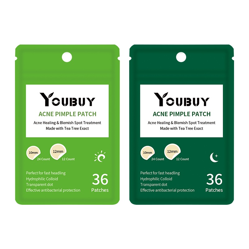 YOUBUY 36 Pcs Spot Patch Acne Treatment Day/Night Siang Malam Menggunakan Ekstrak Pohon Teh Jerawat Penghapusan Jerawat Patch Hidrokoloid Transparan Tak Terlihat Penghapusan Jerawat Stiker