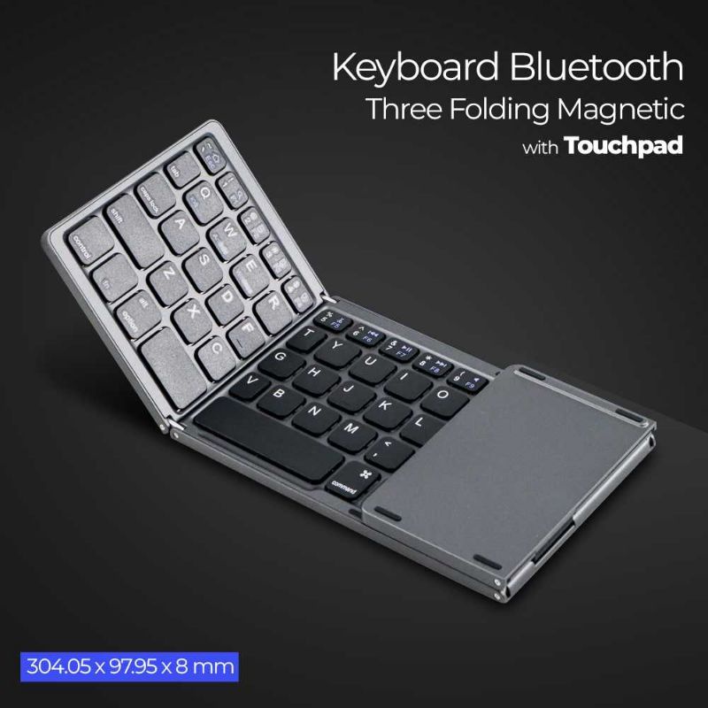 Optimuz Keyboard Bluetooth Three Folding Magnetic with Touchpad - B033