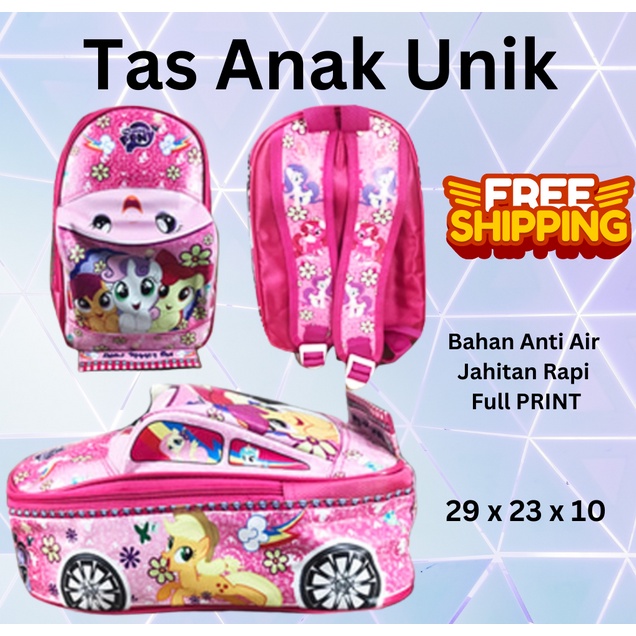 PROMO TERMURAH Tas Ransel Sekolah kuda pony pinke pie 3D On The Road Tas Mobil OTR